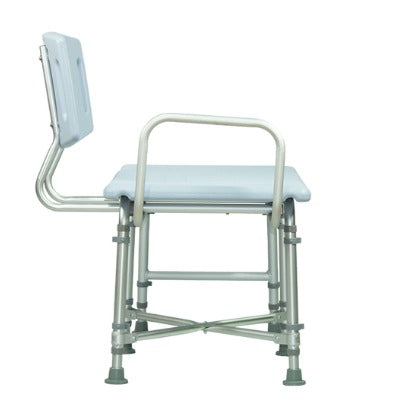 BANCO DE DUCHA BARIÁTRICO DE ALUMINIO REFORZADO CON RESPALDO.