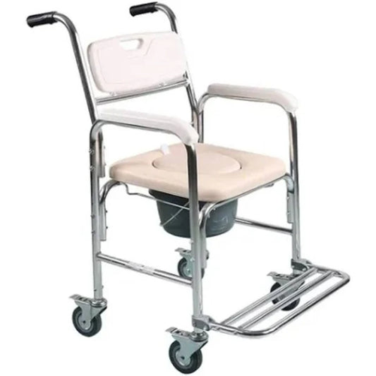 SILLA COMODO DE DUCHA CON DESCANSAPIES DE ALUMINIO