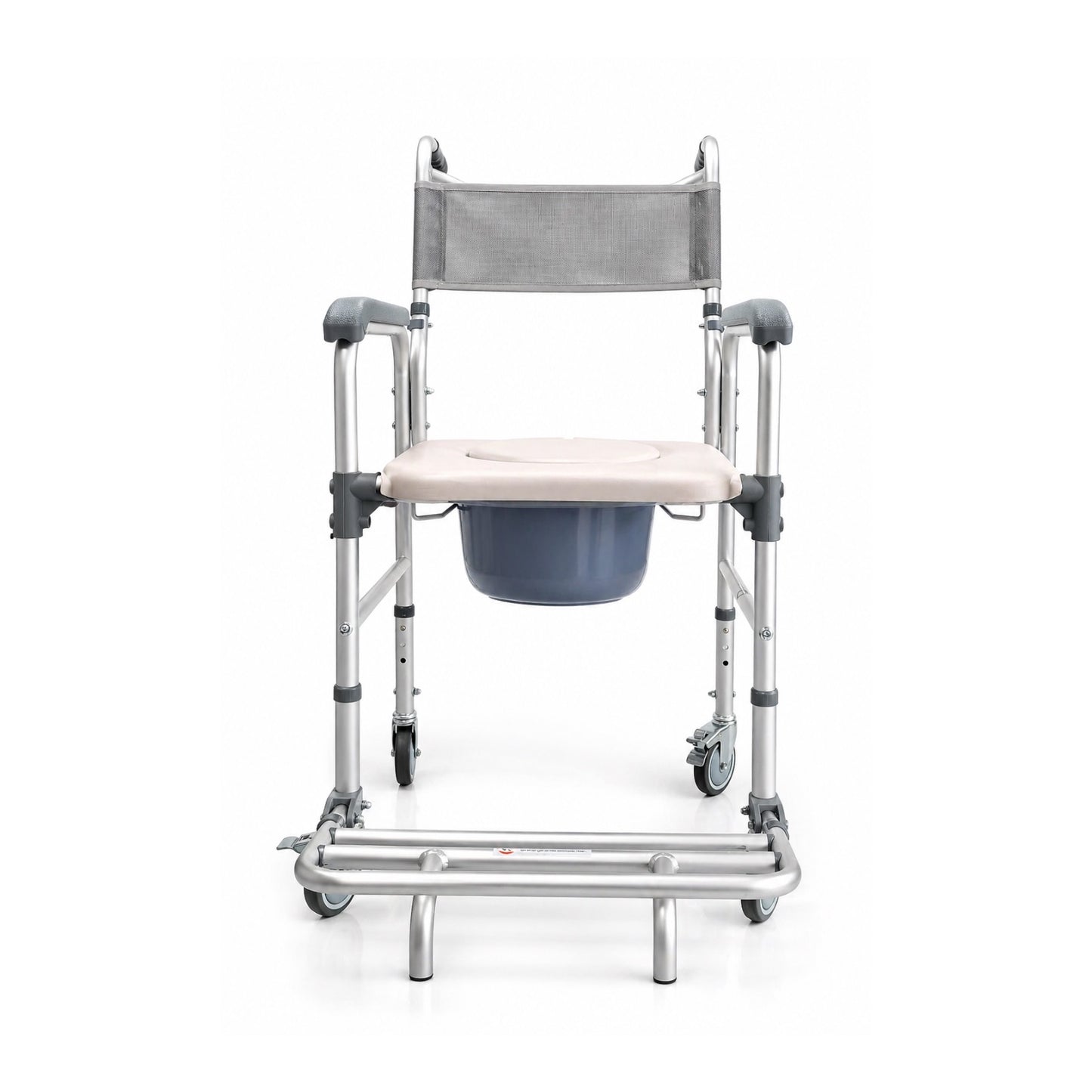 SILLA COMODO DE DUCHA CON DESCANSAPIES DE ALUMINIO