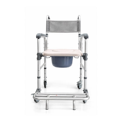 SILLA COMODO DE DUCHA CON DESCANSAPIES DE ALUMINIO
