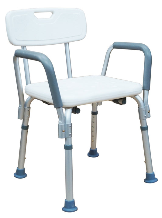 SILLA DE DUCHA CON DECANSABRAZOS Y RESPALDO